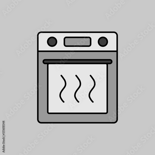 Electric oven vector kitchen grayscale icon