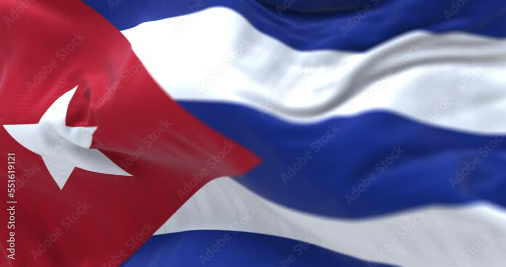 Close-up view of the Cuba national flag waving in the wind Close-up view of the Cuba national flag waving in the wind
