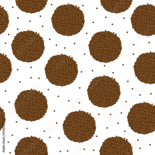Chocolate candy pastry seamless pattern. Brigadeiro. Brazilian food vector