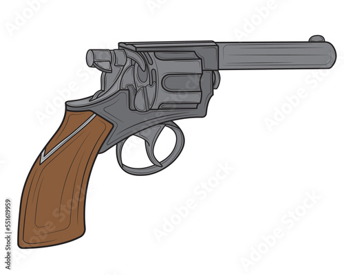 Pistol revolver in isolate on white background. Vector illustration.