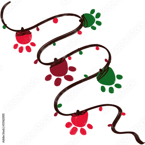 Christmas light made of green and red light bulbs