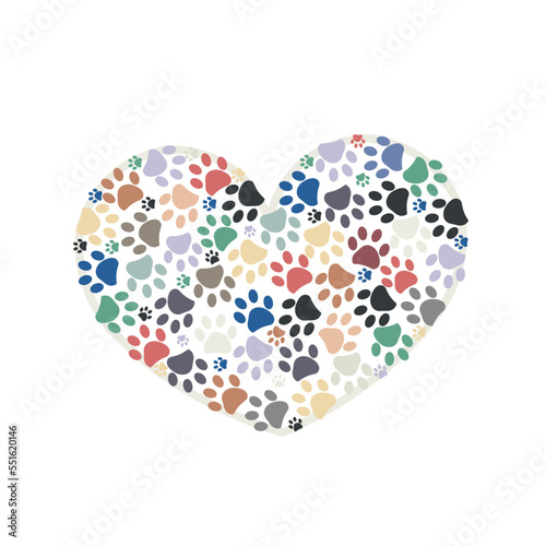 Dog paw print made of heart. Valentine's day design