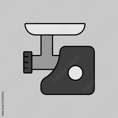 Electric meat grinder vector grayscale icon