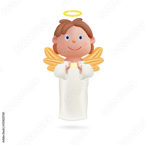 Christmas angel with a star in his hands. Vector graphics in high resolution