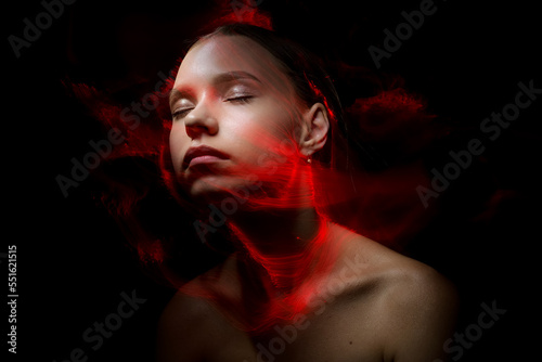 lightpainting portrait, new art direction, long exposure photo without photoshop, light drawing at long exposure  © SergeyKatyshkin