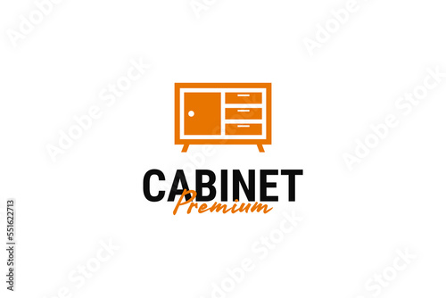Minimalist cabinet door logo design vector template illustration
