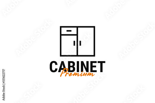 Minimalist cabinet door logo design vector template illustration