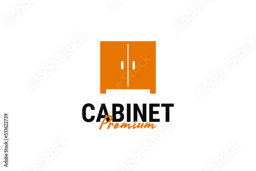 Minimalist cabinet door logo design vector template illustration