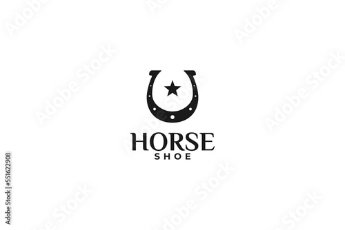 Flat horse shoe logo design template illustration