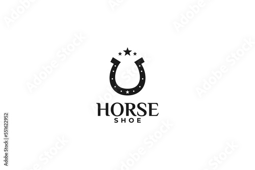 Flat horse shoe logo design template illustration