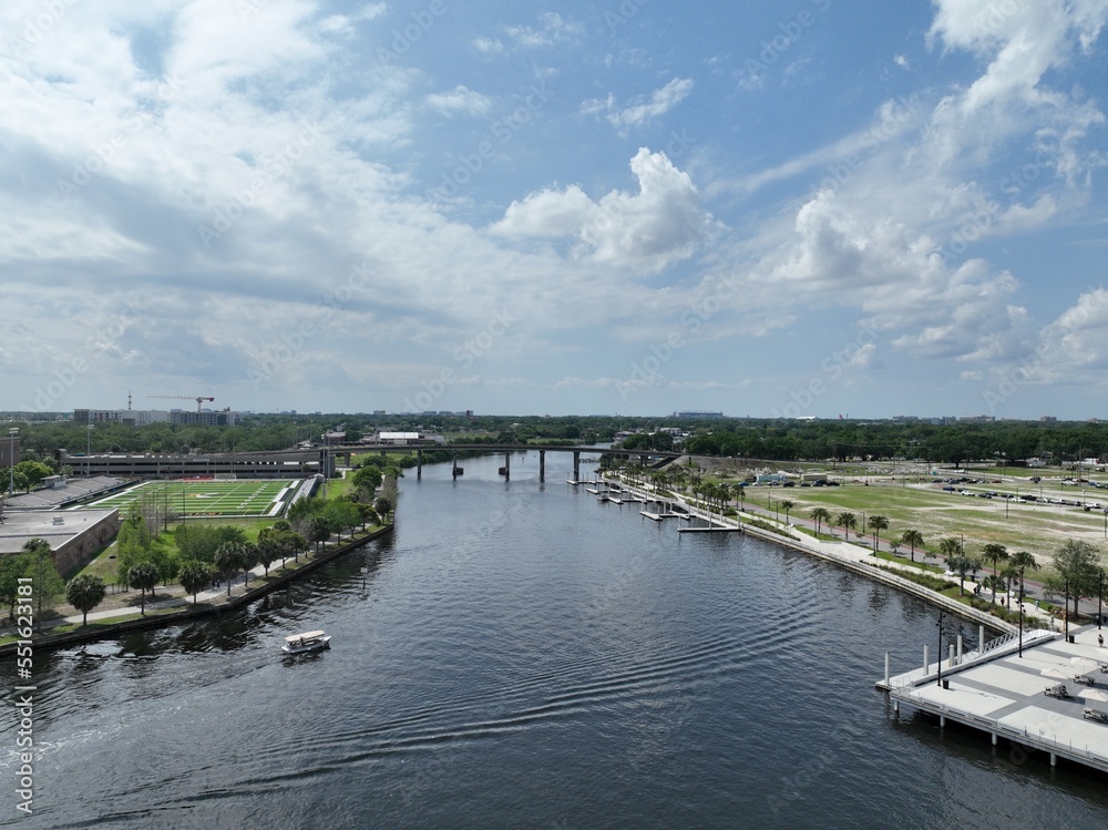A view of the Hillsborough River from the Tampa river walk 