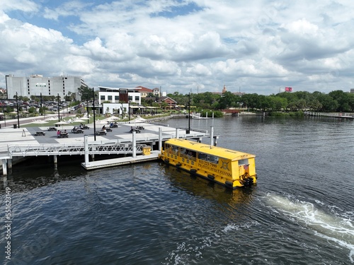 The water in Tampa taxi sits at its dock waiting for passengers to arrive 
