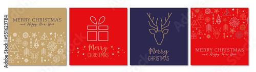 Cartoline di auguri di Buon natale con elementi geometrici