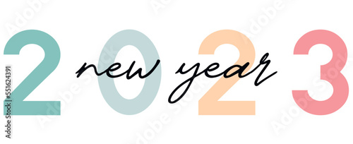 2023 number design template. Colorful 2023 with new year lettering