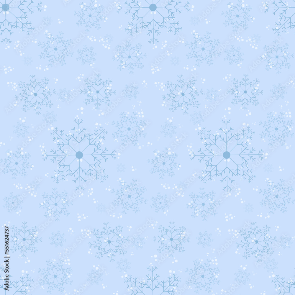 Fototapeta premium Seamless winter snowflakes and snow christmas pattern