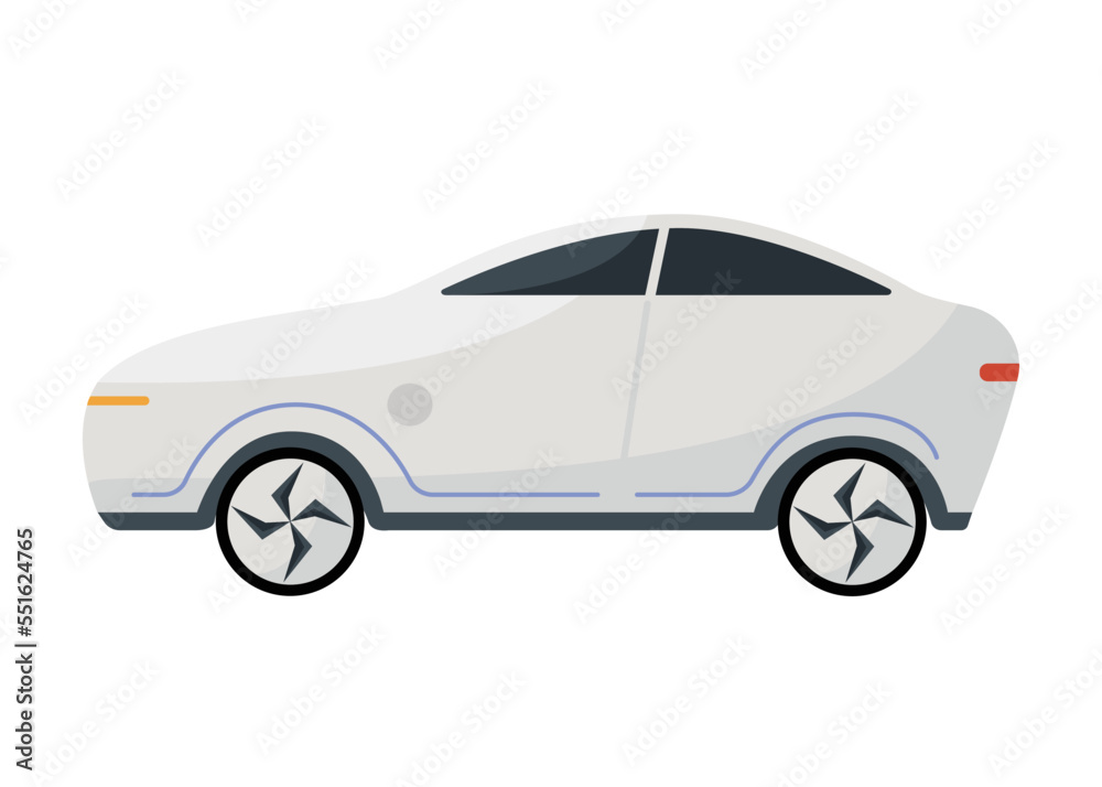 Simple and minimalistic electric car concept, sustainable energy transport, Isolated vector illustration in flat style