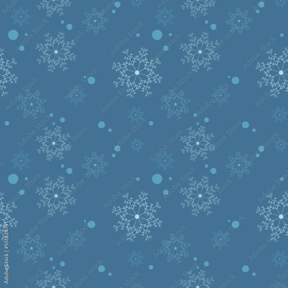 Seamless winter night snow and snowflakes christmas pattern