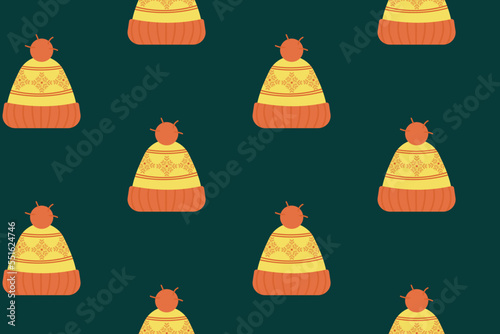 Seamless winter knitted hat christmas pattern