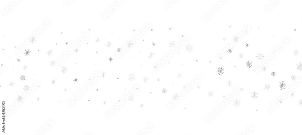 With Realistic Snowflakes Overlay On Light Silver Backdrop. Xmas Holidays With Realistic Snowflakes Overlay On Light Silver Backdrop. Xmas Holidays