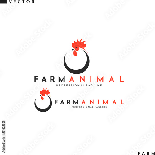 Abstract rooster logo. Farm animals
