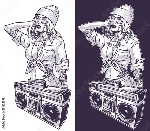 Hot party girl monochrome sticker