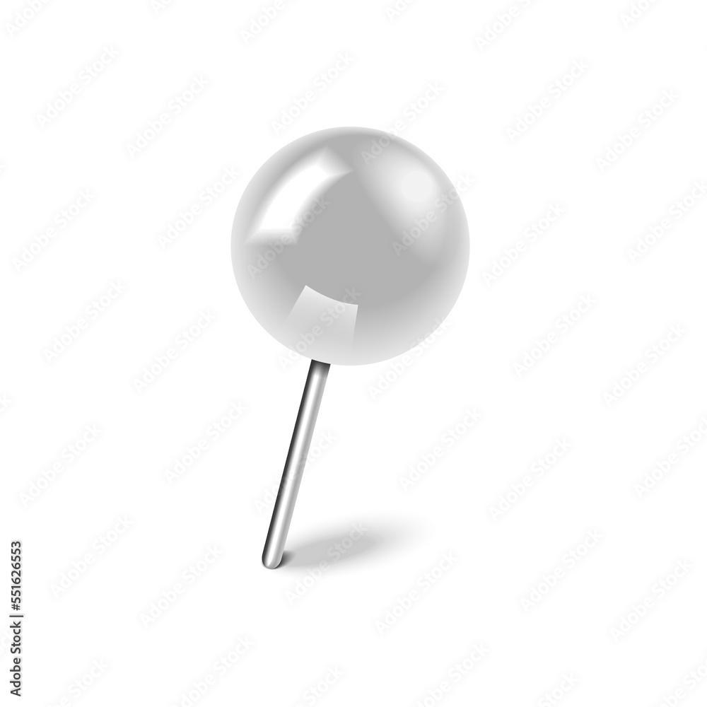 White pushpin isolated on a white background White pushpin isolated on a white background