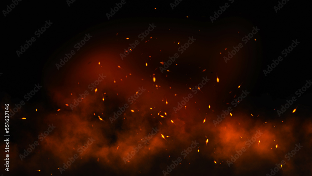 Fire embers particles texture overlays . Sparkle burn effect on