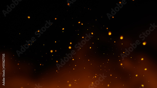 Fire embers particles texture overlays . Sparkle burn effect on isolated black background for movie scenes.