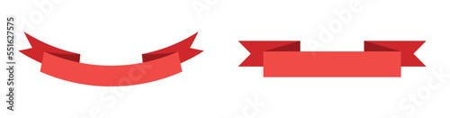 Curved wavy red banner ribbon vector design on white background. Vector icon.