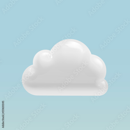White Cartoon Cloud in 3d Realistic Style