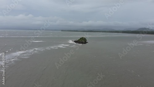 aerial view of dark storm with sea wave in andaman ocean 