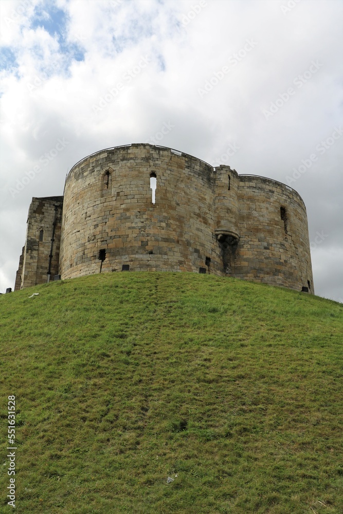 View to Clifford's Tower of York Castle in York, England United Kingdom