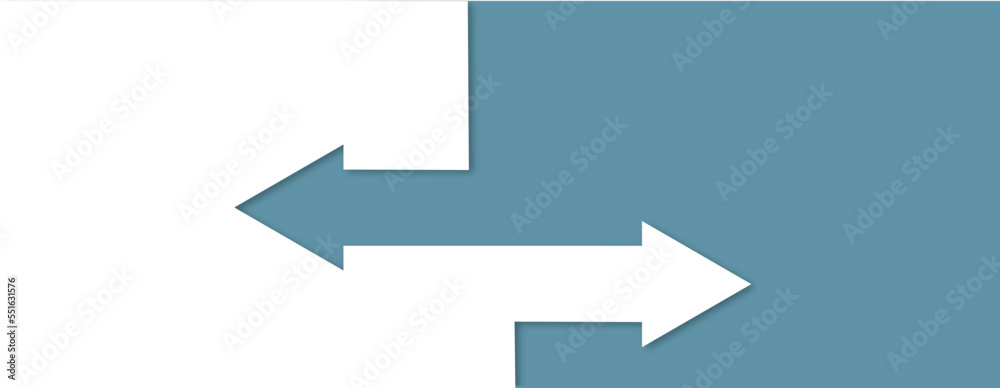 choice with two arrows, blue and white vector concep. Flat illustration. - obrazy, fototapety, plakaty 