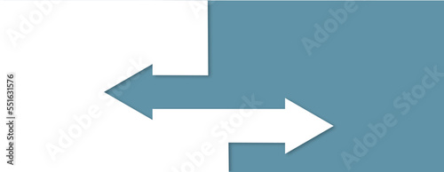 choice with two arrows, blue and white vector concep. Flat illustration. photo