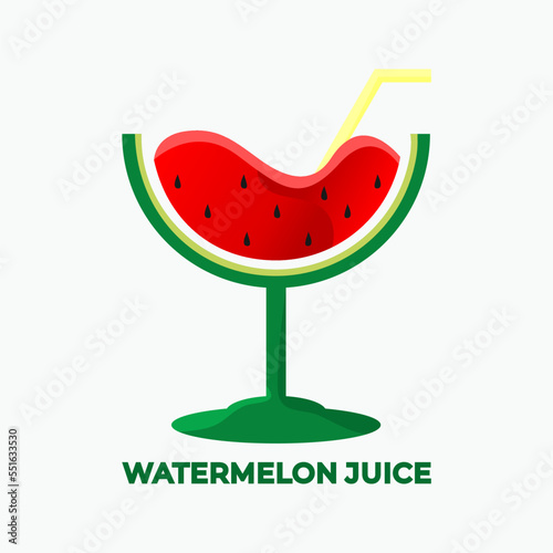 Illustration vector of watermelon juice logo design template for cafe or restaurant