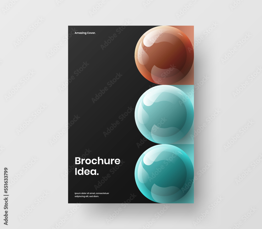 Amazing corporate brochure vector design concept. Geometric 3D balls poster layout. Amazing corporate brochure vector design concept. Geometric 3D balls poster layout.