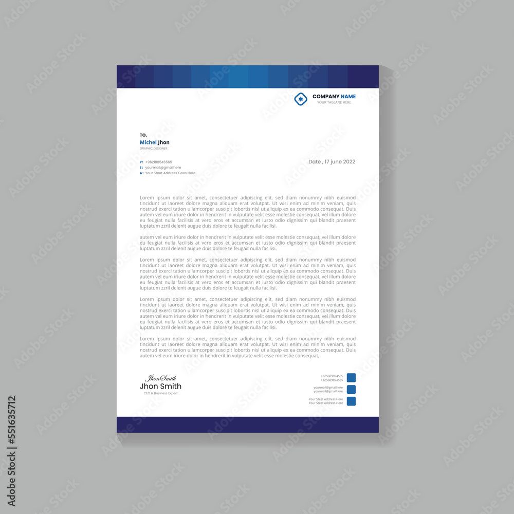 Modern corporate letterhead Layout Modern corporate letterhead Layout