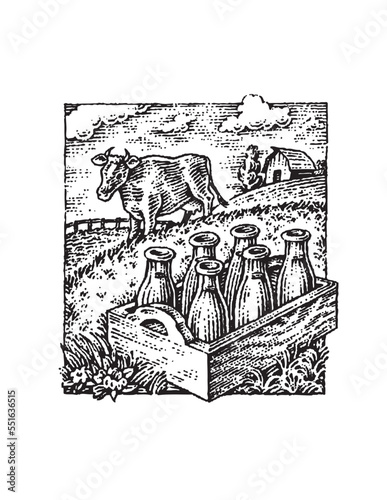 illustration of dairy farm
