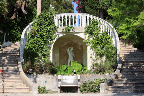 Saint-Jean-Cap-Ferrat, France - July 29, 2021: Gardens of Villa Ephrussi Rothschild on the Saint-Jean-Cap-Ferrat peninsula on the French Riviera photo
