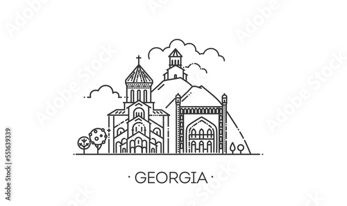 Holy Trinity Cathedral of Tbilisi. Vector illustration