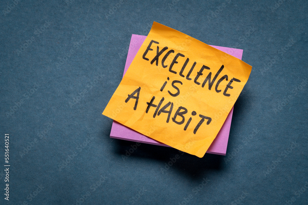 Εκτύπωση καμβά excellence is a habit - handwritten reminder note, personal development concept