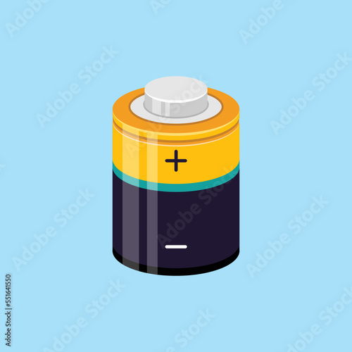 Cylinder battery vector illustration. Electric battery flat icon.