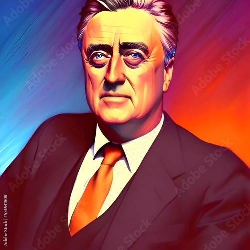 Illustrated portrait of Franklin Delano Roosevelt, President of the United States of America photo