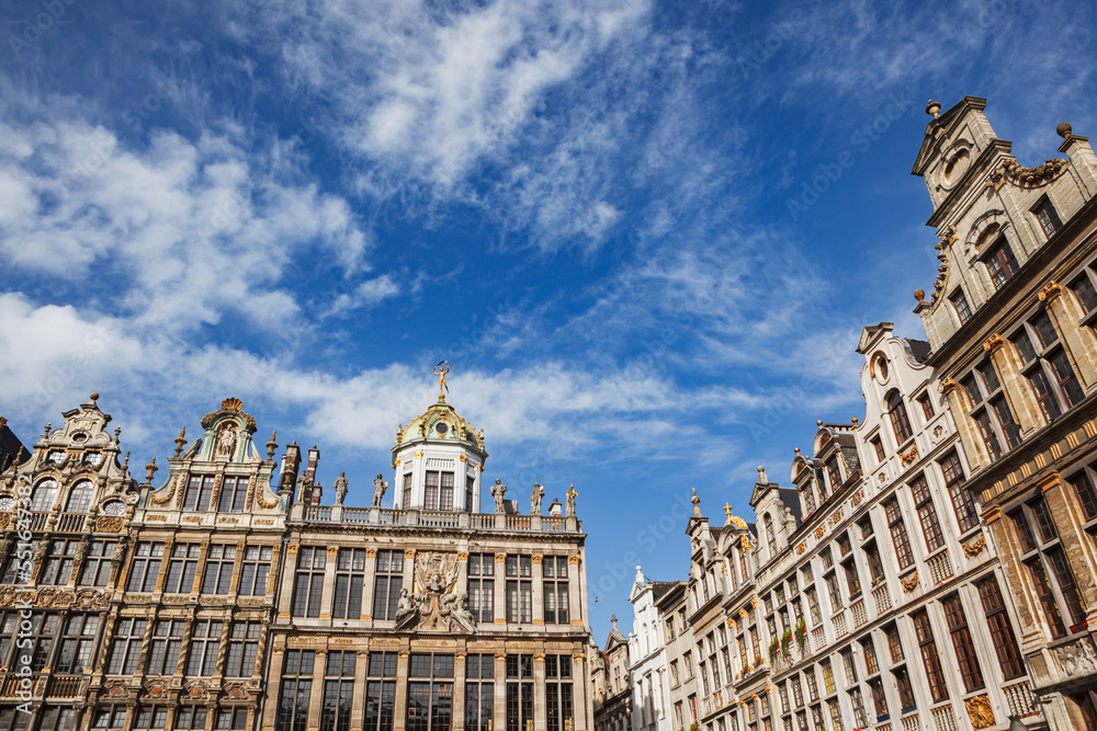 Gothic style guild houses in the historic Grand Place in Brussels, Belgium