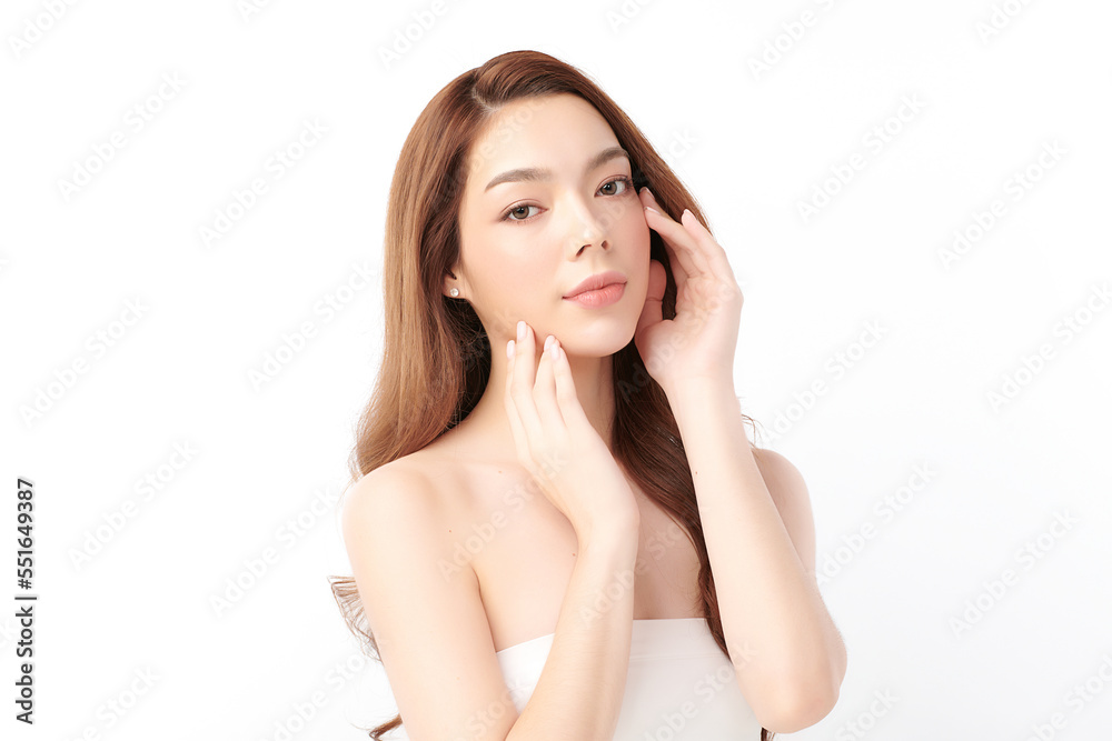 Beautiful young asian woman with clean fresh skin on white background, Face care, Facial treatment, Cosmetology, beauty and spa, Asian women portrait. Beautiful young asian woman with clean fresh skin on white background, Face care, Facial treatment, Cosmetology, beauty and spa, Asian women portrait.