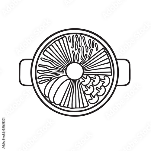 Bibimbap doodle Korean food in sketch style. Korean cuisine. Hand drawn vector illustration isolated on white background
