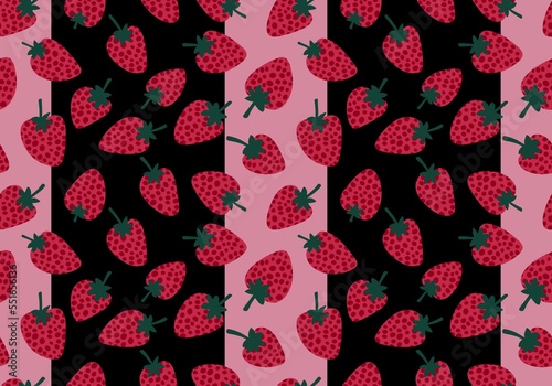 Fototapeta Naklejka Na Ścianę i Meble -  Cartoon summer fruit seamless strawberry pattern for wrapping paper and kids clothes print and fabrics