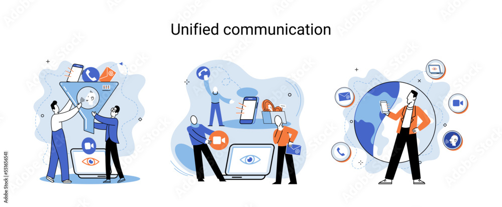 Unified communication metaphor. Social media creative idea. Online social network. Business interaction applications. Marketing time. Mobile computer gadgets for cooperations and information exchange Unified communication metaphor. Social media creative idea. Online social network. Business interaction applications. Marketing time. Mobile computer gadgets for cooperations and information exchange