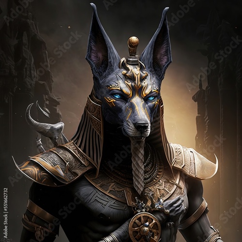 Canvastavla The ancient Egyptian god of death and the world of the dead, the terrible Anubis