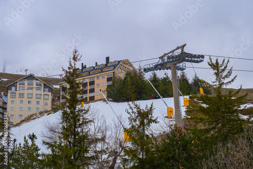 View of ski lift in Sierra Nevada Capped Mountain